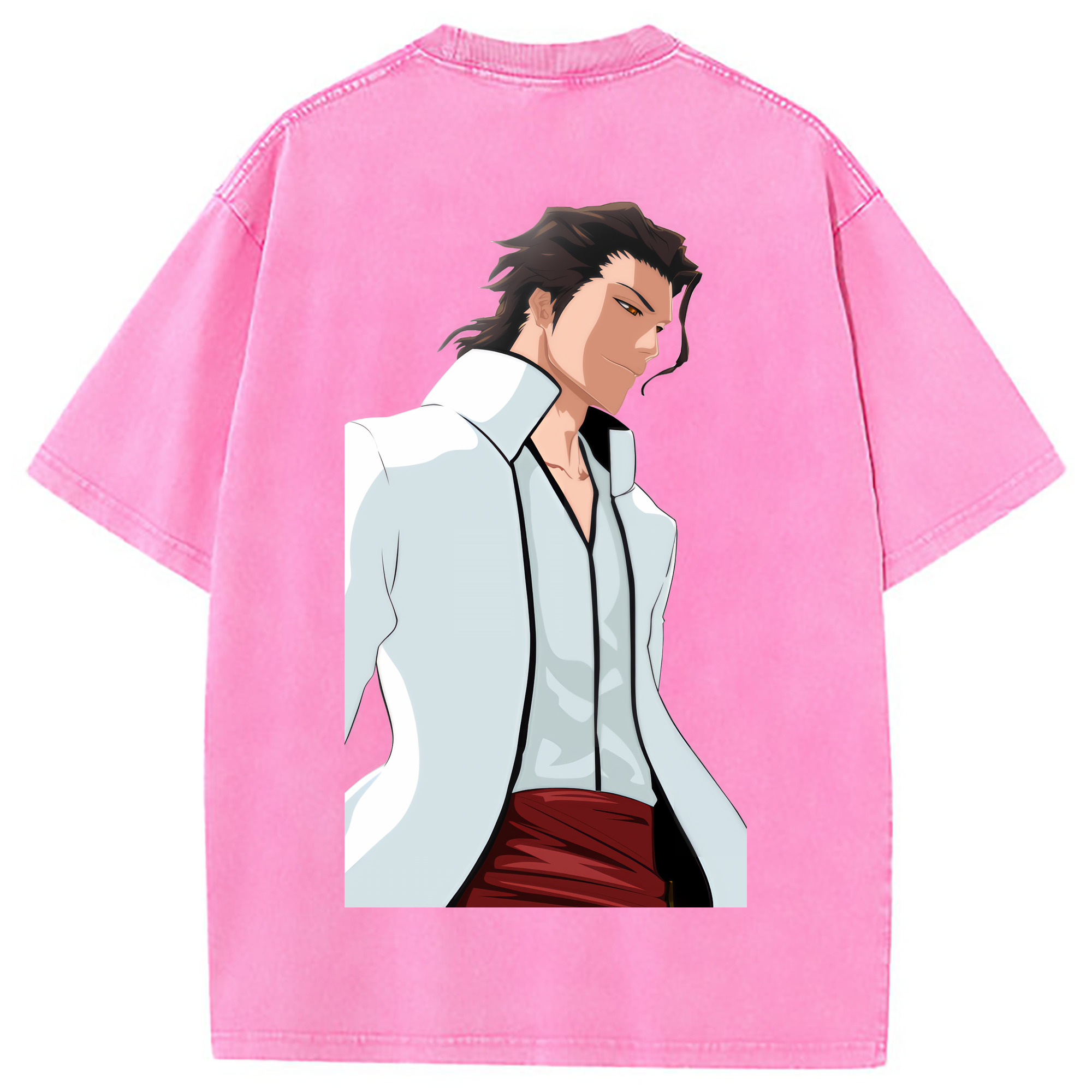 （画像用） ブリーチ 藍染 惣右介（あいぜん そうすけ） BLEACH Aizen Sousuke 綿100% ヴィンテージ風 半袖Tシャツ（背面プリント）